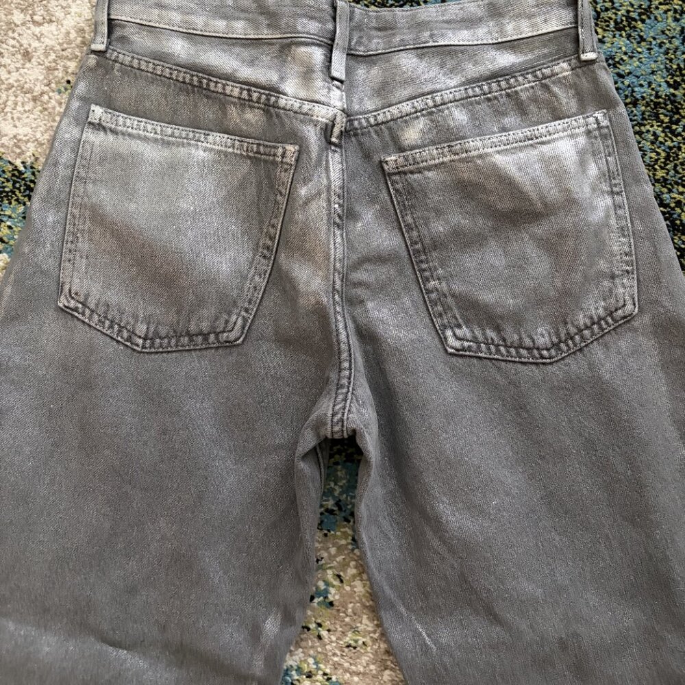 ZARA Metallic High-Waisted Straight Leg Jeans - FREE SHIPPING! - Picture 4 of 5